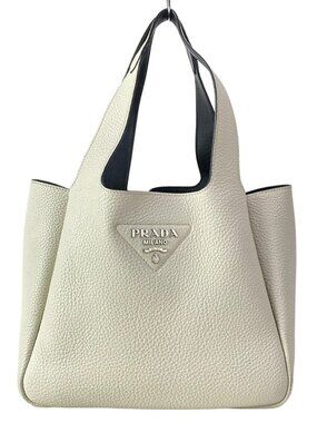 PRADA Small leather tote bag 1BG335 White Leather - Tote Bag